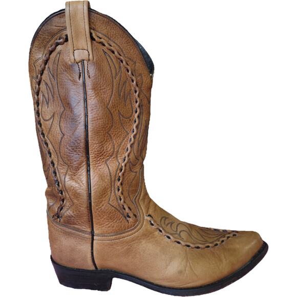 Dan Post Brown Natural Leather Buckstitching Cowboy Western Boots 10D main image 10